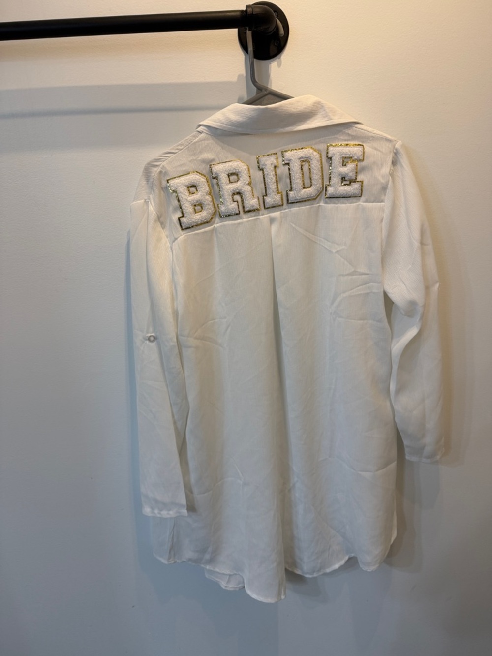 White 'BRIDE' Embroidered Longline Swim Coverup